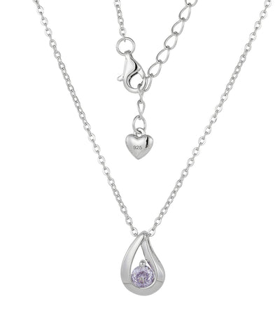 teardrop alexandrite pendant necklace in white gold finish — back view