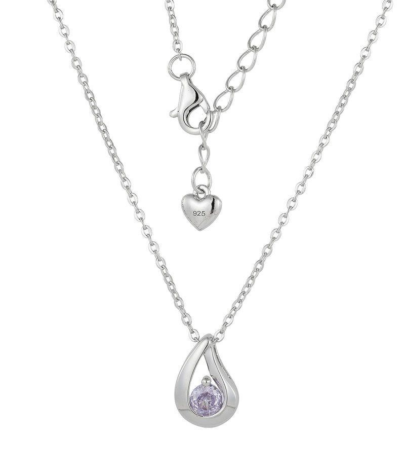 teardrop alexandrite pendant necklace in white gold finish — back view