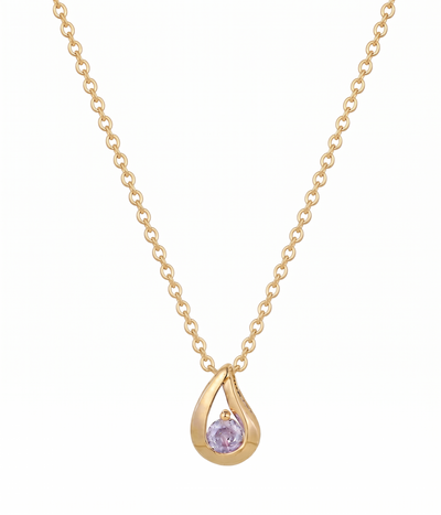 teardrop alexandrite pendant necklace in yellow gold finish — front view