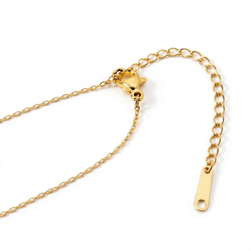 garnet birthstone necklace in yellow gold finish — back view