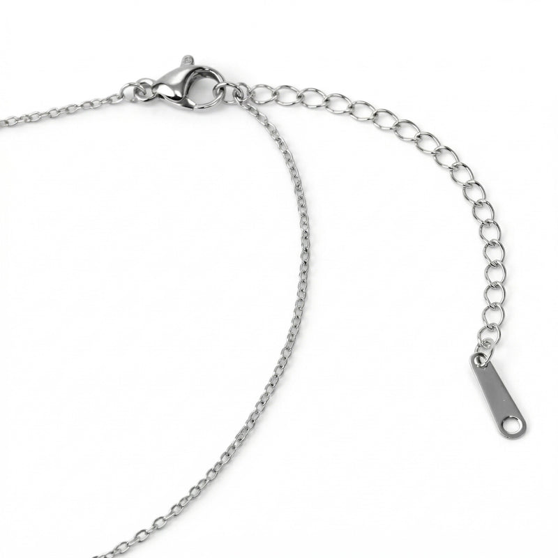 amethyst birthstone necklace in white gold finish — back view