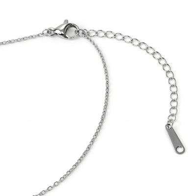 diamond birthstone necklace in white gold finish — back view