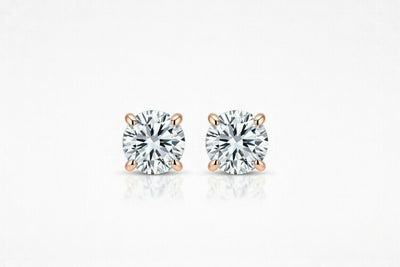 diamond birthstone stud earrings in rose gold finish — front view