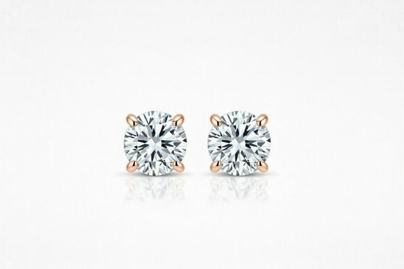 diamond birthstone stud earrings in rose gold finish — front view