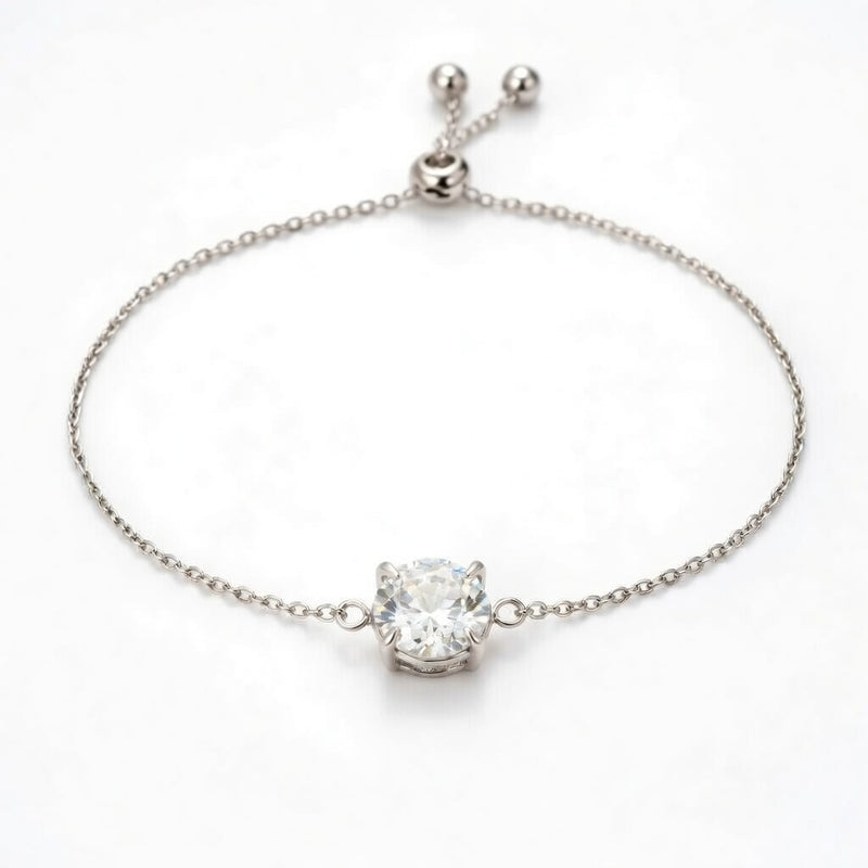 diamond birthstone bracelet in white gold finish — front view