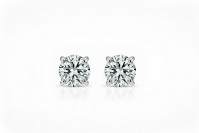 diamond birthstone stud earrings in white gold finish — front view