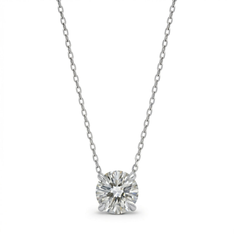 diamond birthstone necklace in white gold finish — front view