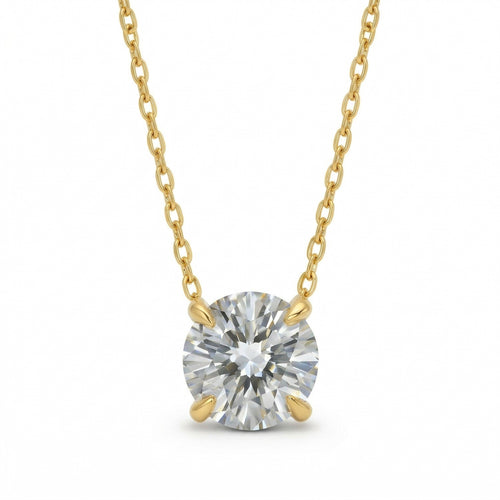 diamond birthstone necklace in yellow gold finish — front view