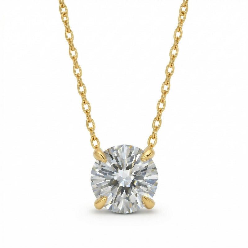 diamond birthstone necklace in yellow gold finish — front view