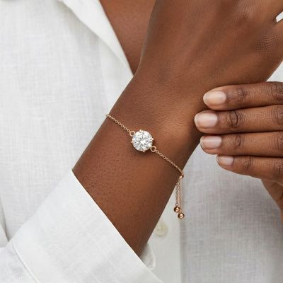 diamond birthstone bracelet in rose gold finish — model view