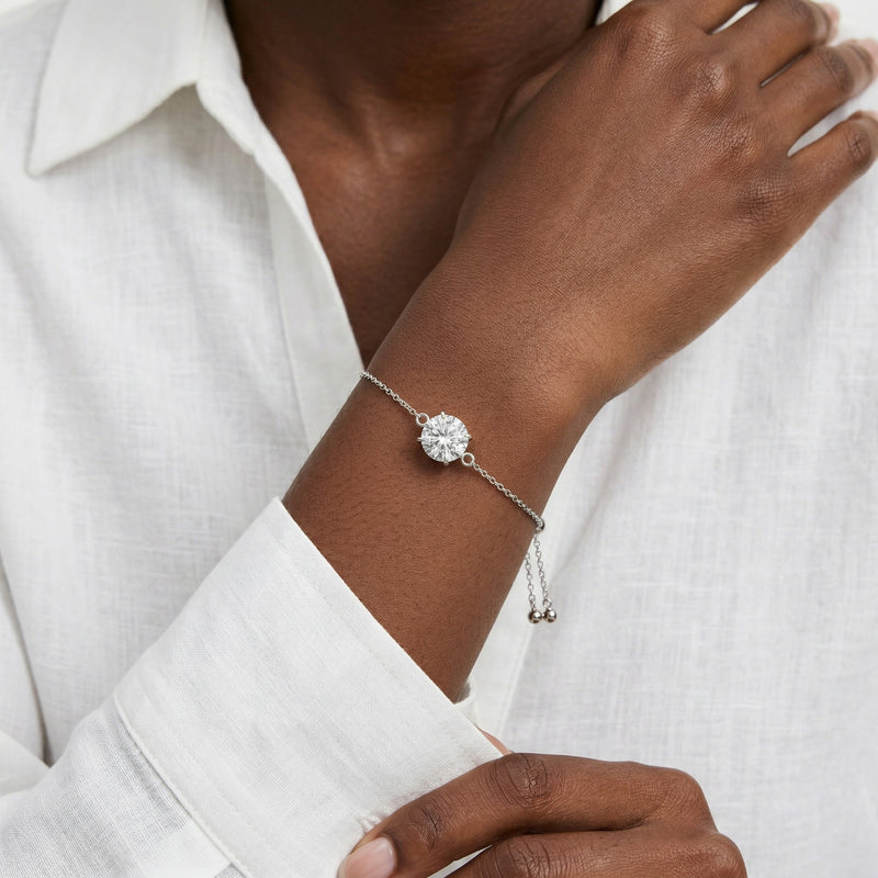 diamond birthstone bracelet in white gold finish — model view
