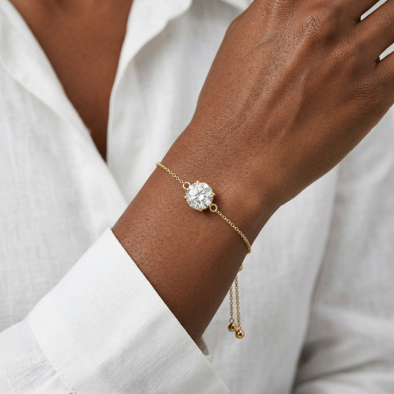 diamond birthstone bracelet in yellow gold finish — model view