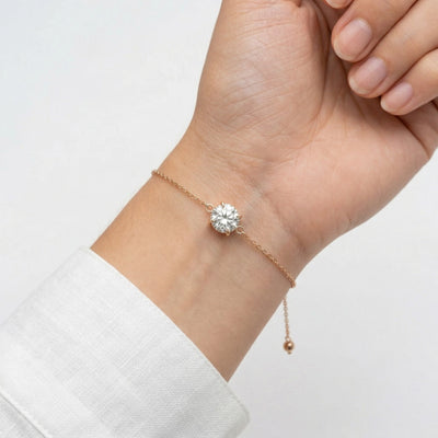 diamond birthstone bracelet in rose gold finish — model view