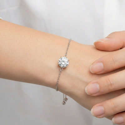 diamond birthstone bracelet in white gold finish — model view