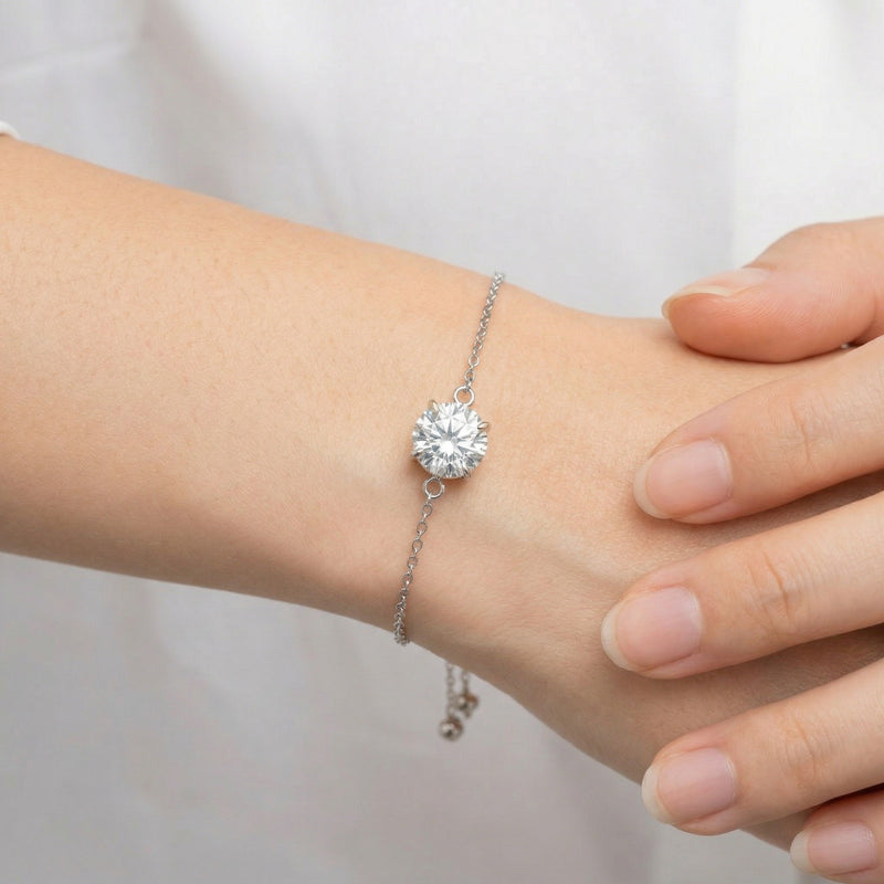 diamond birthstone bracelet in white gold finish — model view