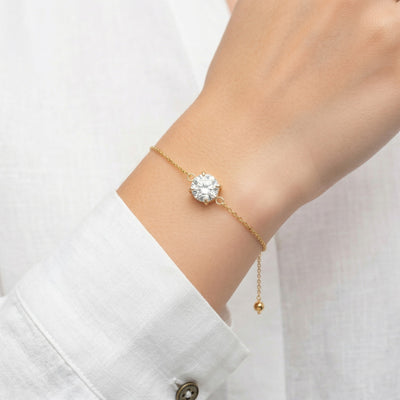 diamond birthstone bracelet in yellow gold finish — model view