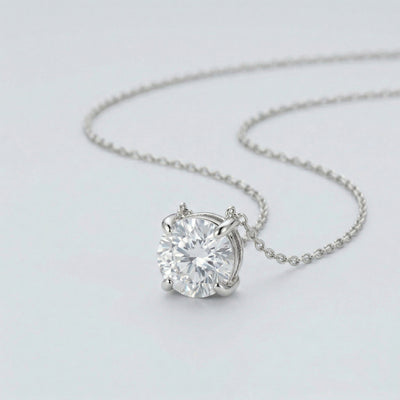 diamond birthstone necklace in white gold finish — side view