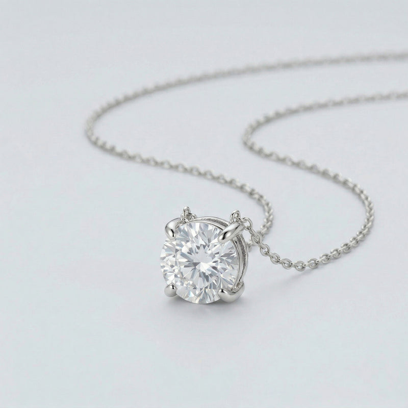 diamond birthstone necklace in white gold finish — side view