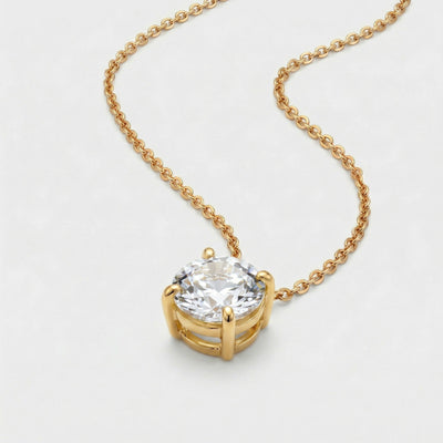 diamond birthstone necklace in yellow gold finish — side view