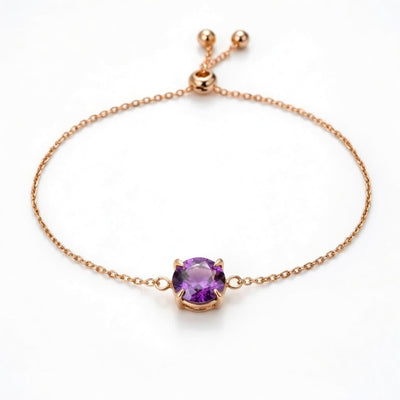 alexandrite birthstone bracelet in rose gold finish — front view