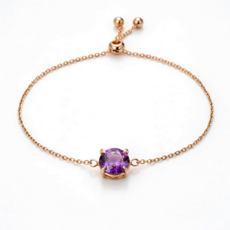 alexandrite birthstone bracelet in rose gold finish — front view