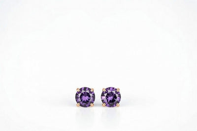 alexandrite birthstone stud earrings in rose gold finish — front view