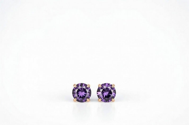 alexandrite birthstone stud earrings in rose gold finish — front view