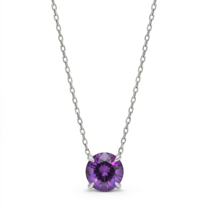 alexandrite birthstone necklace in white gold finish — front view