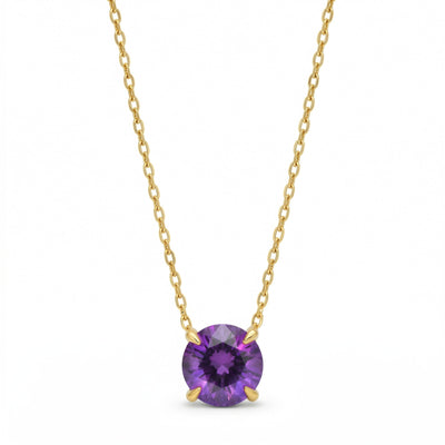 alexandrite birthstone necklace in yellow gold finish — front view