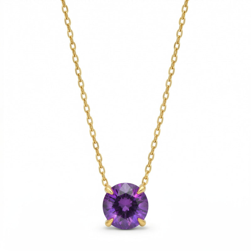 alexandrite birthstone necklace in yellow gold finish — front view