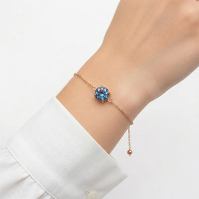 alexandrite birthstone bracelet in rose gold finish — model view