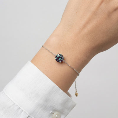 alexandrite birthstone bracelet in white gold finish — model view