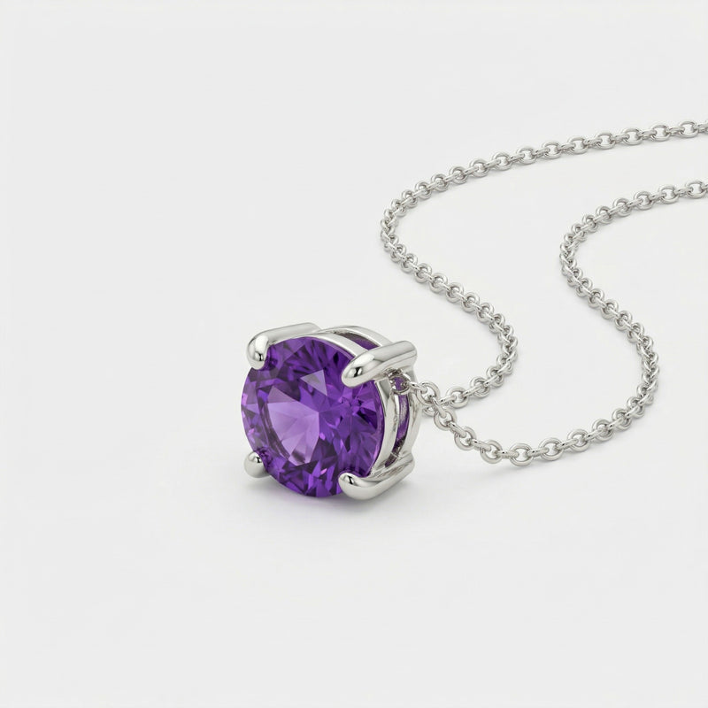 alexandrite birthstone necklace in white gold finish — side view