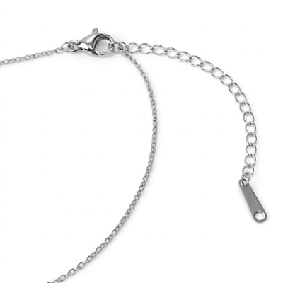 ruby birthstone necklace in white gold finish — back view
