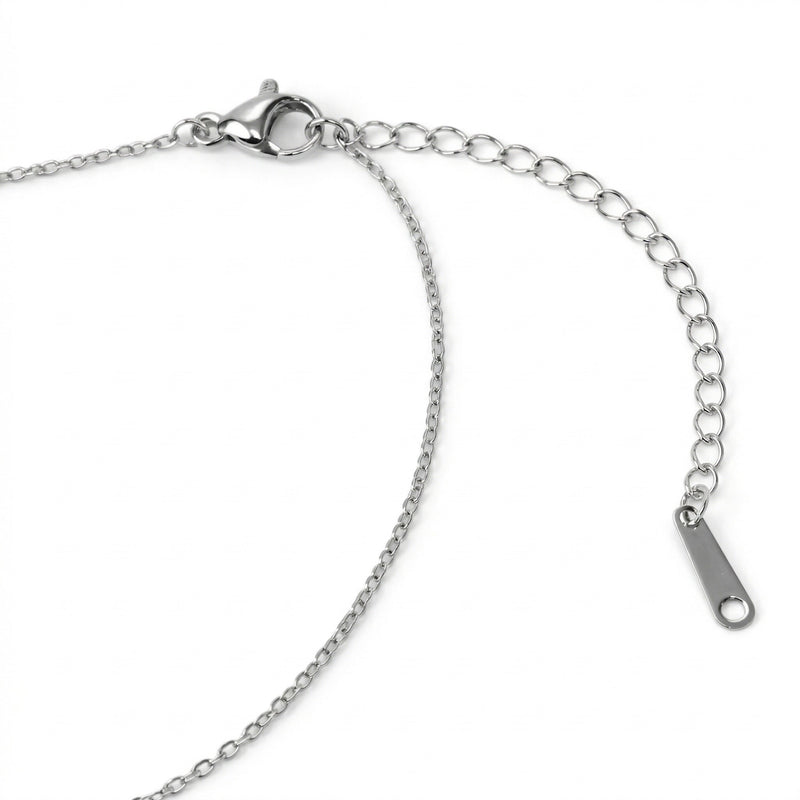 ruby birthstone necklace in white gold finish — back view