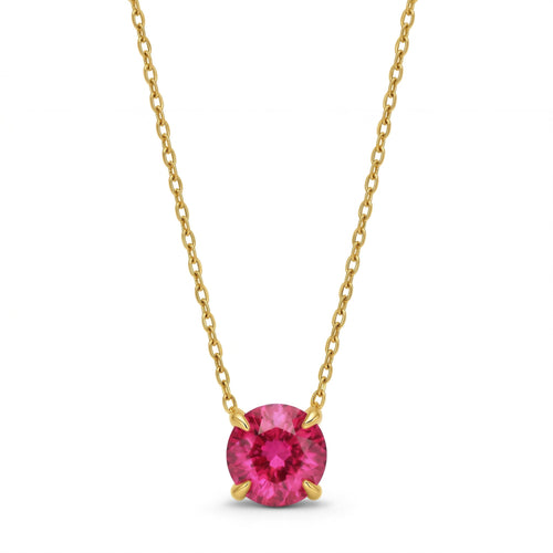 ruby birthstone necklace in yellow gold finish — front view