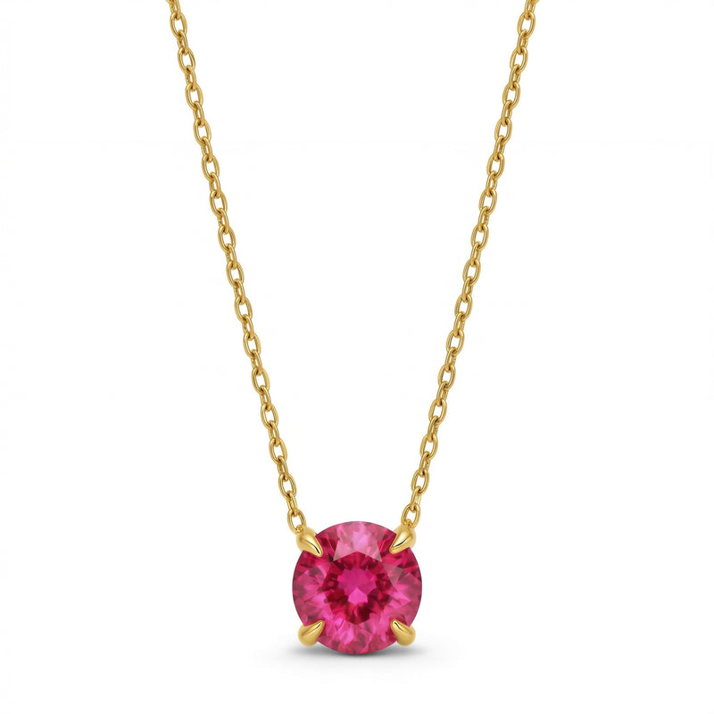 ruby birthstone necklace in yellow gold finish — front view