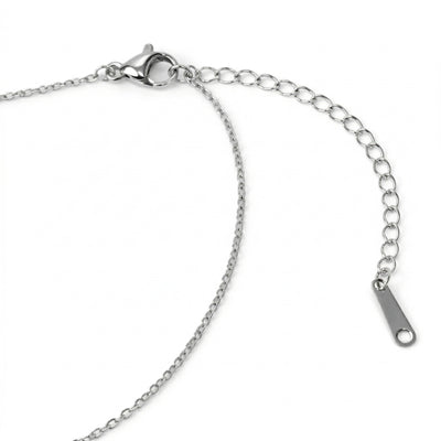 peridot birthstone necklace in white gold finish — back view