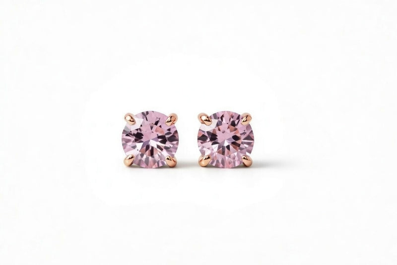tourmaline birthstone stud earrings in rose gold finish — front view
