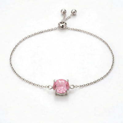 tourmaline birthstone bracelet in white gold finish — front view