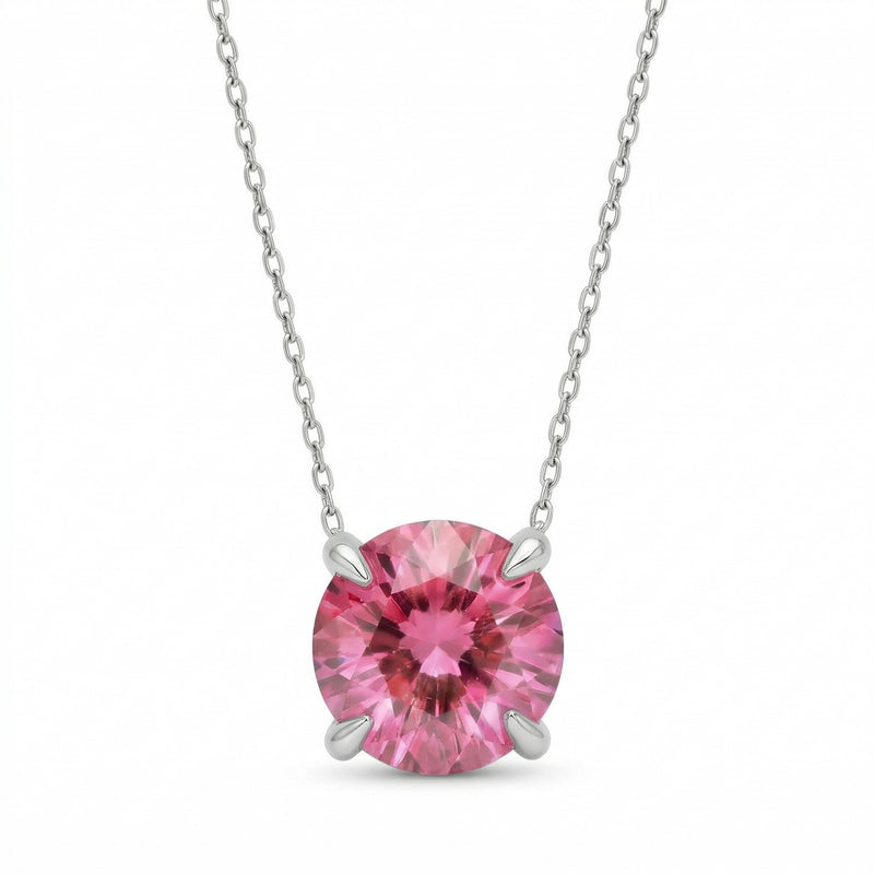 tourmaline birthstone necklace in white gold finish — front view