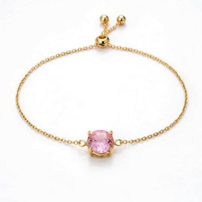 tourmaline birthstone bracelet in yellow gold finish — front view