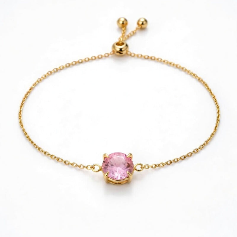 tourmaline birthstone bracelet in yellow gold finish — front view