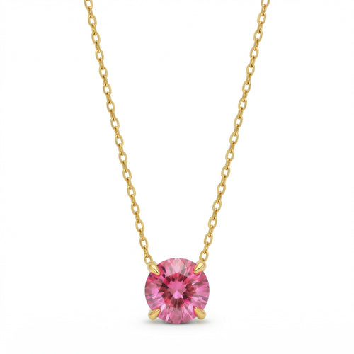 tourmaline birthstone necklace in yellow gold finish — front view