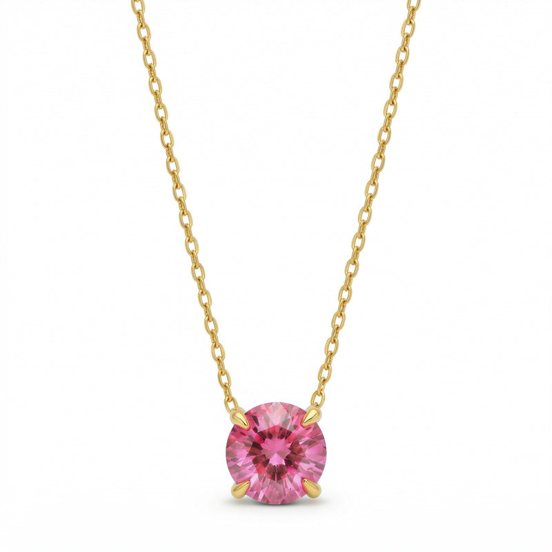 tourmaline birthstone necklace in yellow gold finish — front view