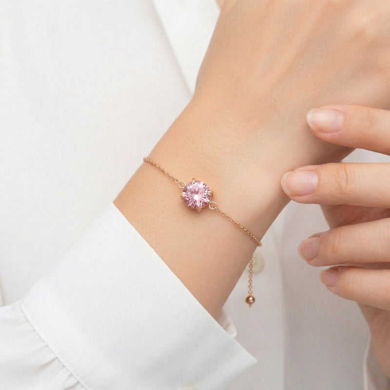 tourmaline birthstone bracelet in rose gold finish — model view