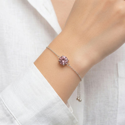 tourmaline birthstone bracelet in white gold finish — model view