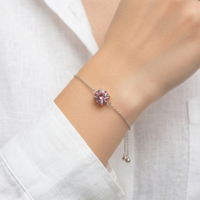 tourmaline birthstone bracelet in white gold finish — model view