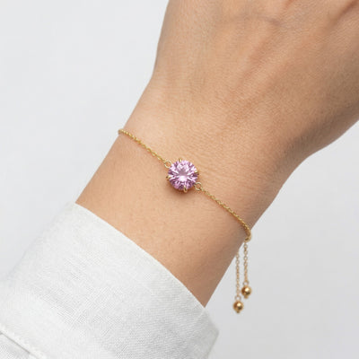 tourmaline birthstone bracelet in yellow gold finish — model view