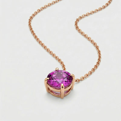 tourmaline birthstone necklace in rose gold finish — side view